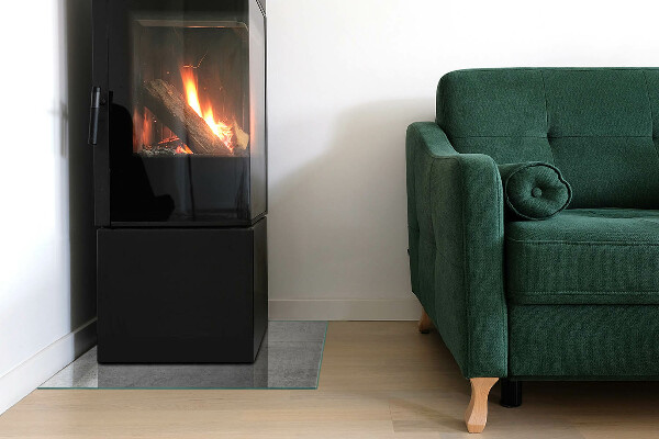 Plaque verre rectangulaire cheminée motif en béton brut