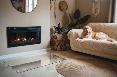 Plaque rectangulaire en verre pour poêle motif organique en marbre