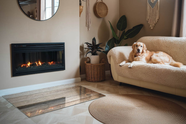 Plaque de sol rectangulaire en verre planches de style naturel