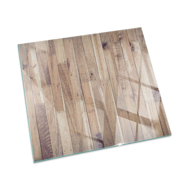 Plaque verre rectangulaire cheminée Motif en bois à disposition géométrique