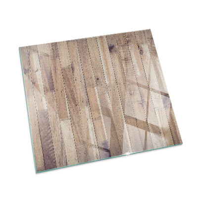 Plaque verre rectangulaire cheminée Motif en bois à disposition géométrique