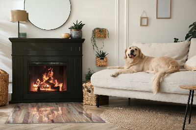 Plaque verre rectangulaire cheminée Motif en bois à disposition géométrique
