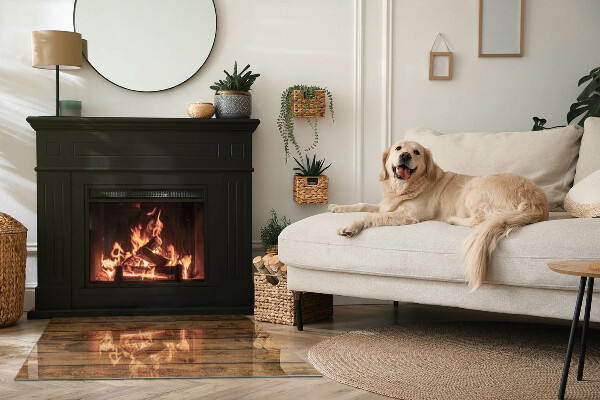 Plaque de sol rectangulaire en verre grain de bois naturel