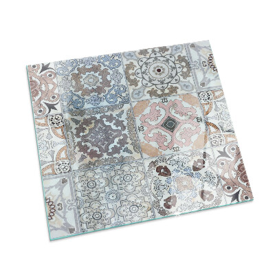 Plaque verre rectangulaire cheminée Motifs de mosaïque en carreaux