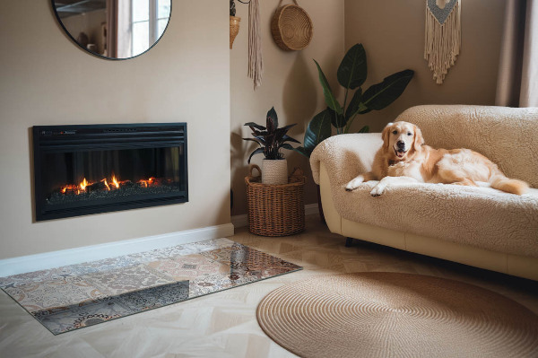 Plaque verre rectangulaire cheminée Motifs de mosaïque en carreaux