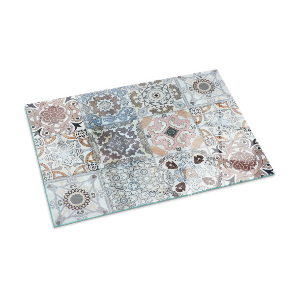 Plaque verre rectangulaire cheminée Motifs de mosaïque en carreaux