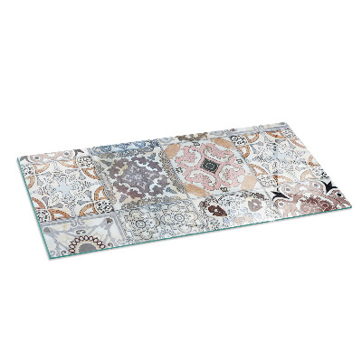 Plaque verre rectangulaire cheminée Motifs de mosaïque en carreaux