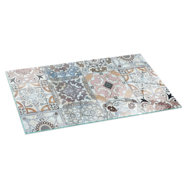 Plaque verre rectangulaire cheminée Motifs de mosaïque en carreaux