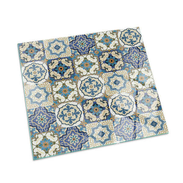 Plaque rectangulaire en verre pour poêle Motif mosaïque avec accents floraux