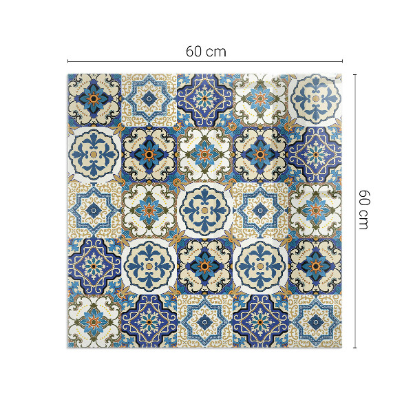 Plaque rectangulaire en verre pour poêle Motif mosaïque avec accents floraux
