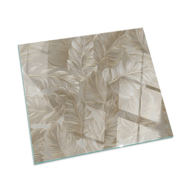 Plaque rectangulaire en verre pour poêle Motifs de feuilles délicats