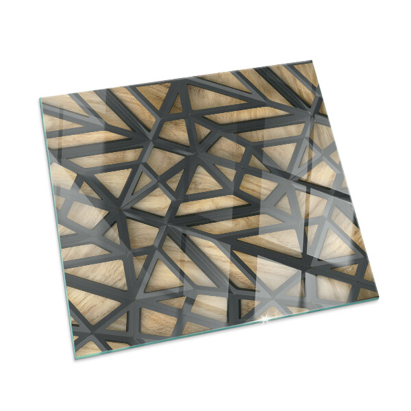 Plaque verre rectangulaire cheminée Des formes modernes avec une touche de bois