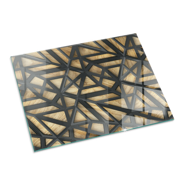 Plaque verre rectangulaire cheminée Des formes modernes avec une touche de bois