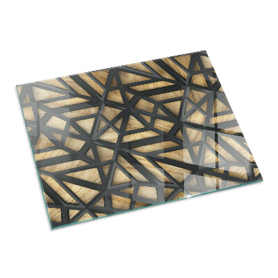 Plaque verre rectangulaire cheminée Des formes modernes avec une touche de bois