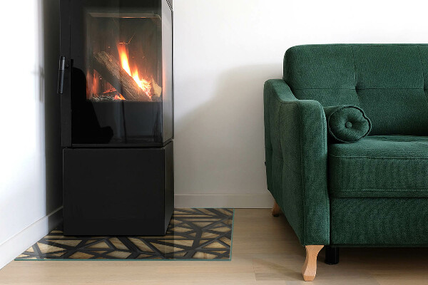 Plaque verre rectangulaire cheminée Des formes modernes avec une touche de bois