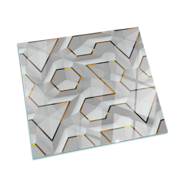 Plaque rectangulaire en verre pour poêle Motif de formes tridimensionnelles