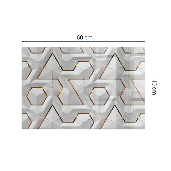Plaque rectangulaire en verre pour poêle Motif de formes tridimensionnelles