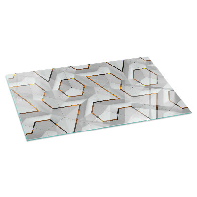 Plaque rectangulaire en verre pour poêle Motif de formes tridimensionnelles