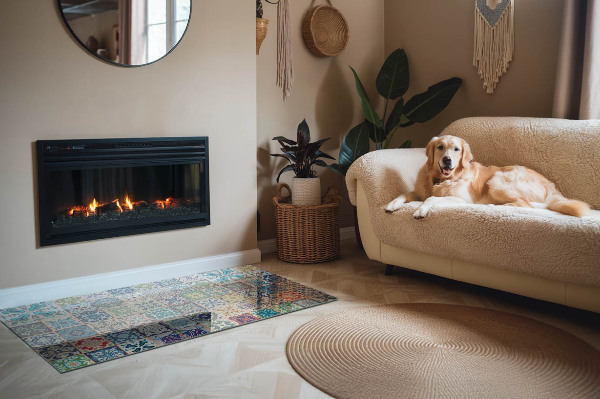 Plaque de sol rectangulaire en verre Motifs décoratifs en mosaïque