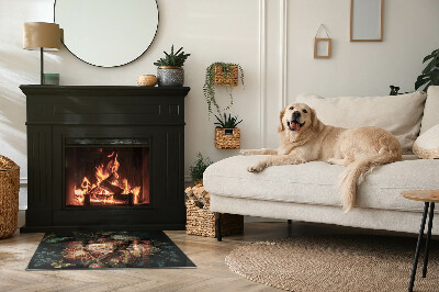 Plaque rectangulaire en verre pour poêle Motif floral avec des papillons
