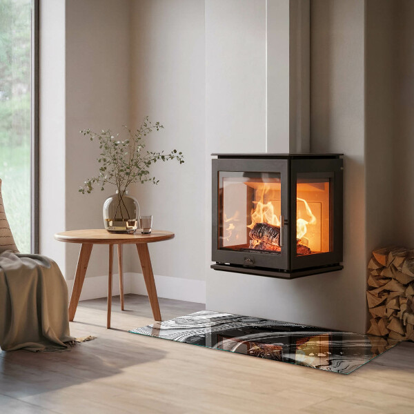 Plaque de sol rectangulaire en verre Motifs abstraits ondulés et linéaires