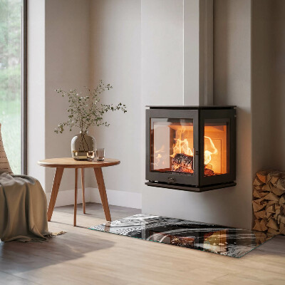 Plaque de sol rectangulaire en verre Motifs abstraits ondulés et linéaires