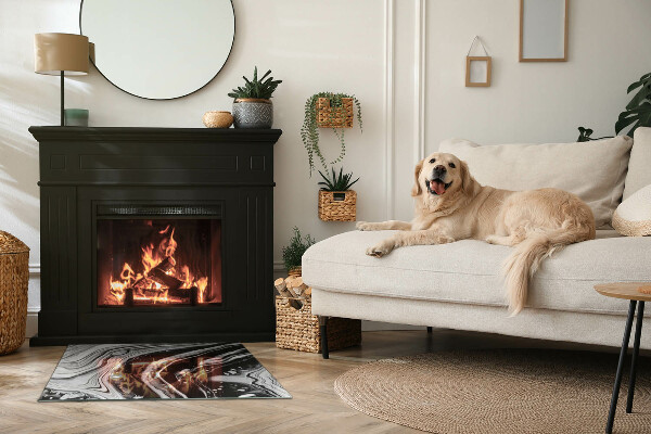 Plaque de sol rectangulaire en verre Motifs abstraits ondulés et linéaires