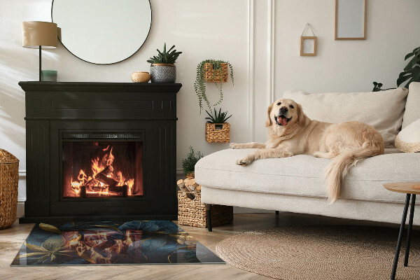 Plaque rectangulaire en verre pour poêle Feuilles élégantes dans la structure