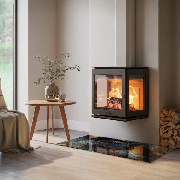 Plaque rectangulaire en verre pour poêle Feuilles élégantes dans la structure