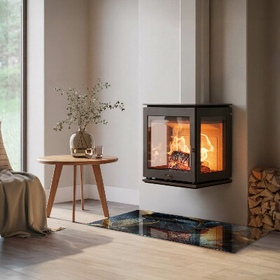 Plaque rectangulaire en verre pour poêle Feuilles élégantes dans la structure