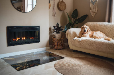Plaque rectangulaire en verre pour poêle Feuilles élégantes dans la structure