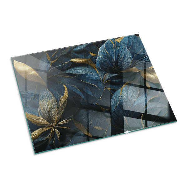 Plaque rectangulaire en verre pour poêle Feuilles élégantes dans la structure