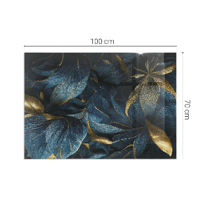 Plaque rectangulaire en verre pour poêle Feuilles élégantes dans la structure