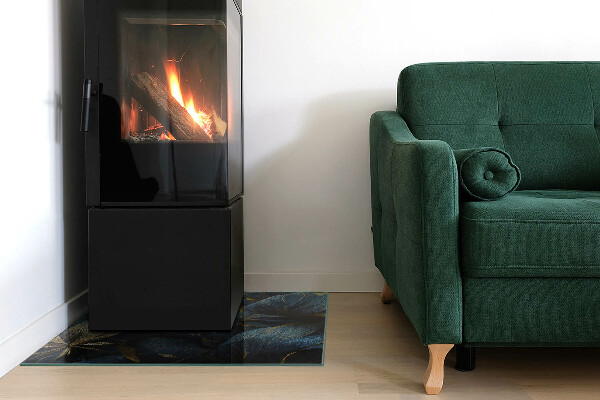Plaque rectangulaire en verre pour poêle Feuilles élégantes dans la structure