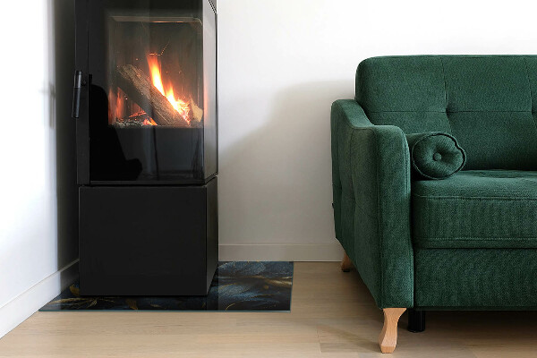 Plaque rectangulaire en verre pour poêle Feuilles élégantes dans la structure