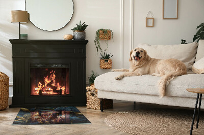 Plaque rectangulaire en verre pour poêle Feuilles élégantes dans la structure