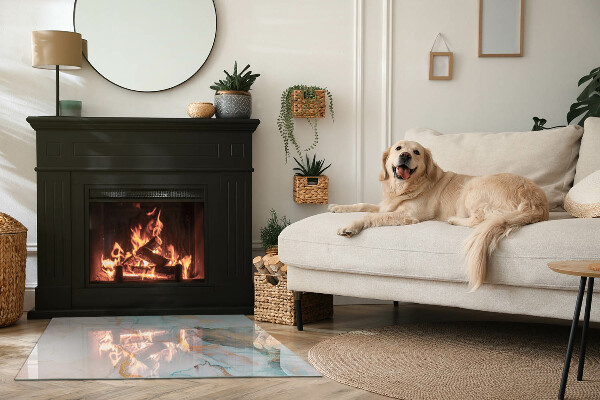 Plaque de sol rectangulaire en verre motif abstrait fluide