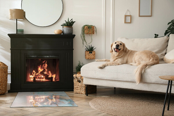 Plaque de sol rectangulaire en verre motif abstrait fluide