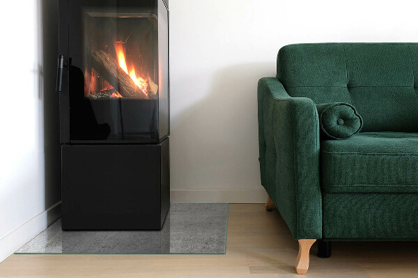 Plaque rectangulaire en verre pour poêle Béton brut dans un style minimaliste