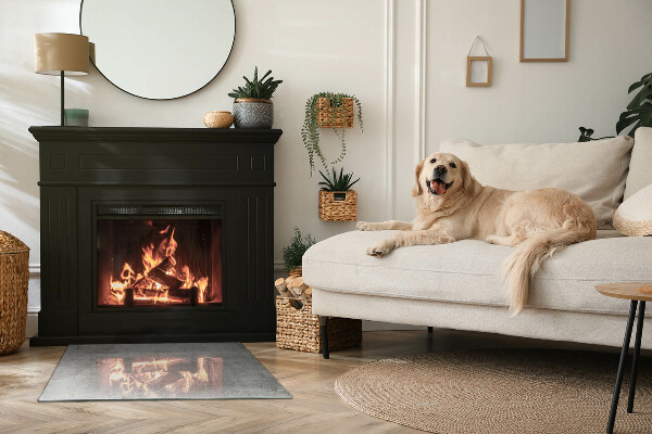 Plaque rectangulaire en verre pour poêle Béton brut dans un style minimaliste