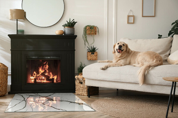 Plaque verre rectangulaire cheminée Les veines du marbre dans un style élégant