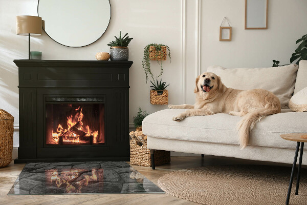 Plaque rectangulaire en verre pour poêle Style pierre en version naturelle