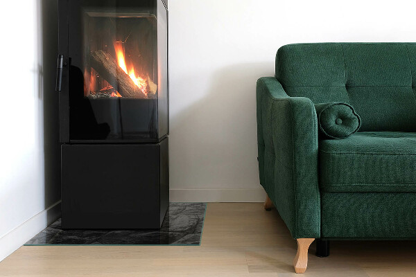 Plaque rectangulaire en verre pour poêle Style pierre en version naturelle