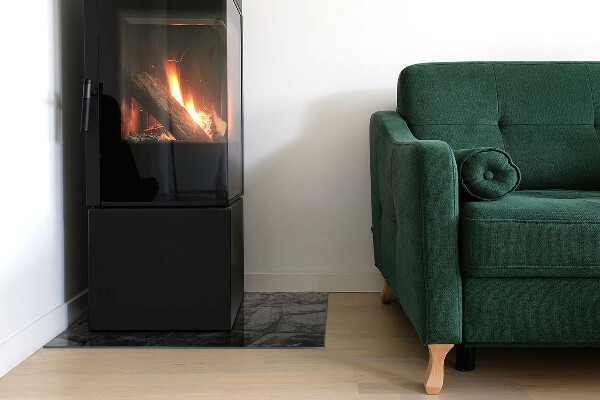 Plaque rectangulaire en verre pour poêle Style pierre en version naturelle