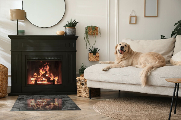 Plaque rectangulaire en verre pour poêle Style pierre en version naturelle