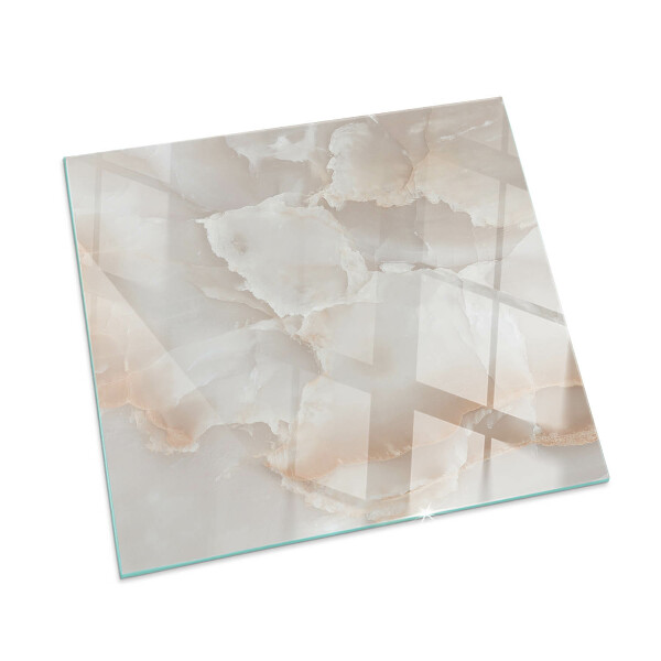 Plaque verre rectangulaire cheminée motif organique en pierre