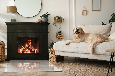 Plaque verre rectangulaire cheminée motif organique en pierre