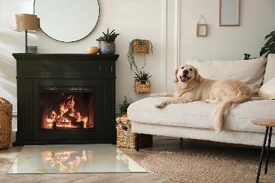 Plaque rectangulaire en verre pour poêle motif abstrait en marbre