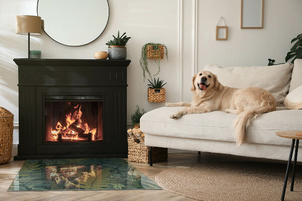 Plaque verre rectangulaire cheminée Motifs végétaux avec des papillons