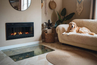 Plaque verre rectangulaire cheminée Motifs végétaux avec des papillons